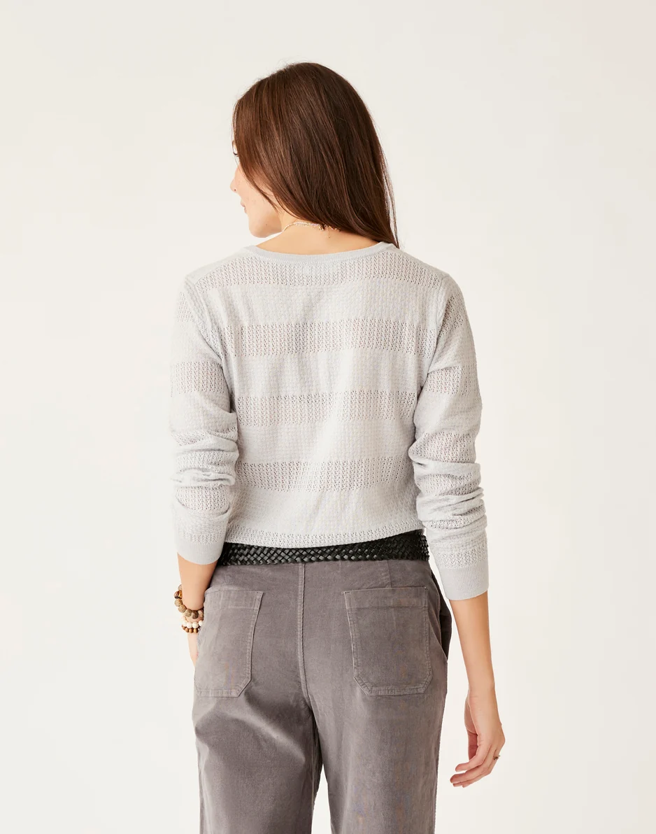 Amara Pointelle Sweater: Lt. Grey Heather - FINAL SALE - Image 5