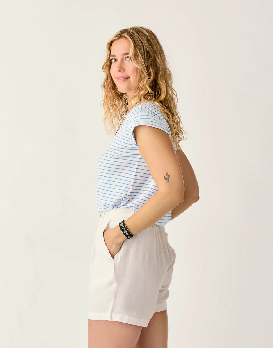 Astrid Hemp Tee: Cloud Stripe - FINAL SALE - Image 2