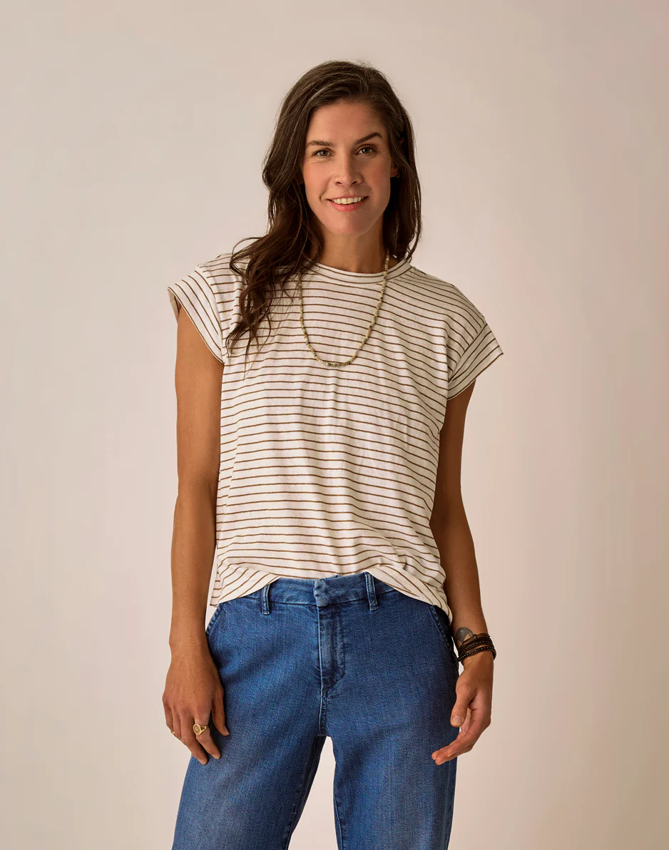Astrid Hemp Tee: Golden Stripe - Image 3