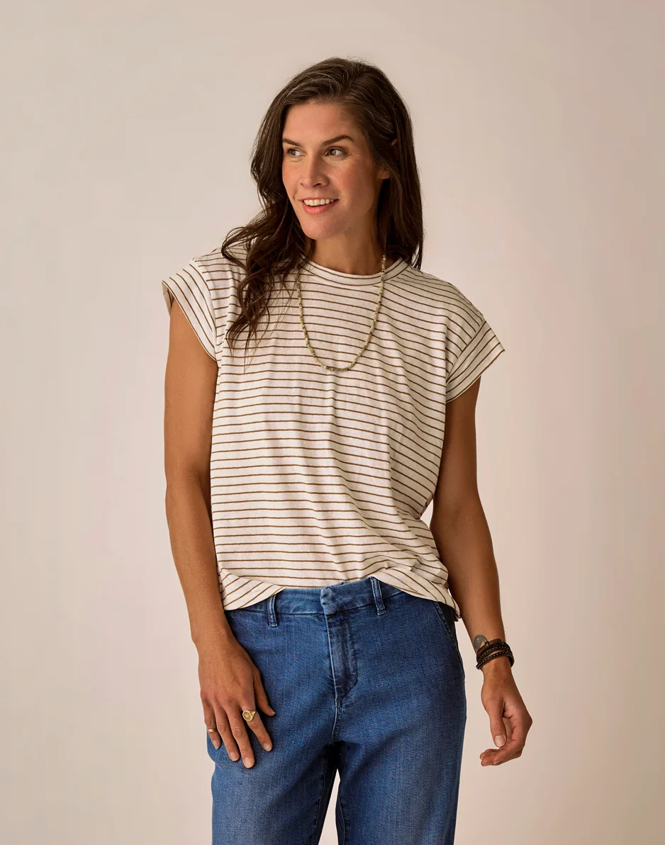Astrid Hemp Tee: Golden Stripe - Image 4