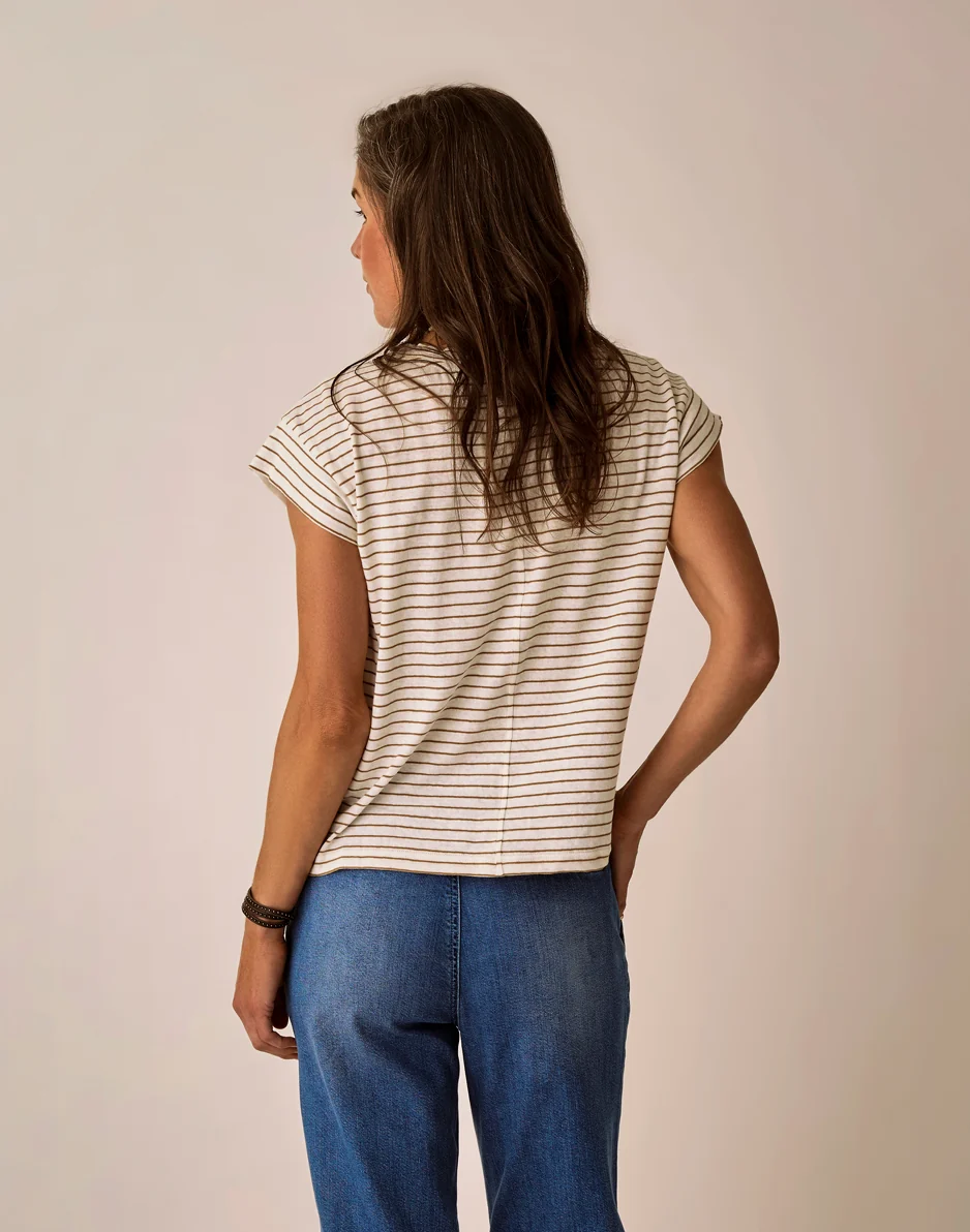 Astrid Hemp Tee: Golden Stripe - Image 7
