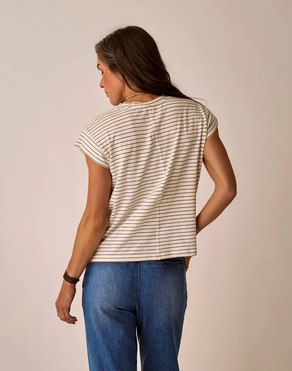 Astrid Hemp Tee: Golden Stripe - Image 8