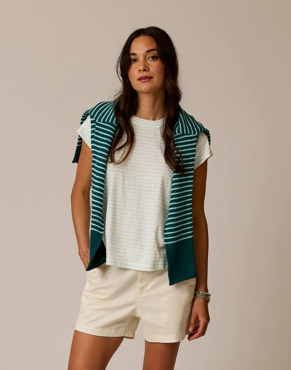 Astrid Hemp Tee: Lt. Aqua Stripe - Image 2