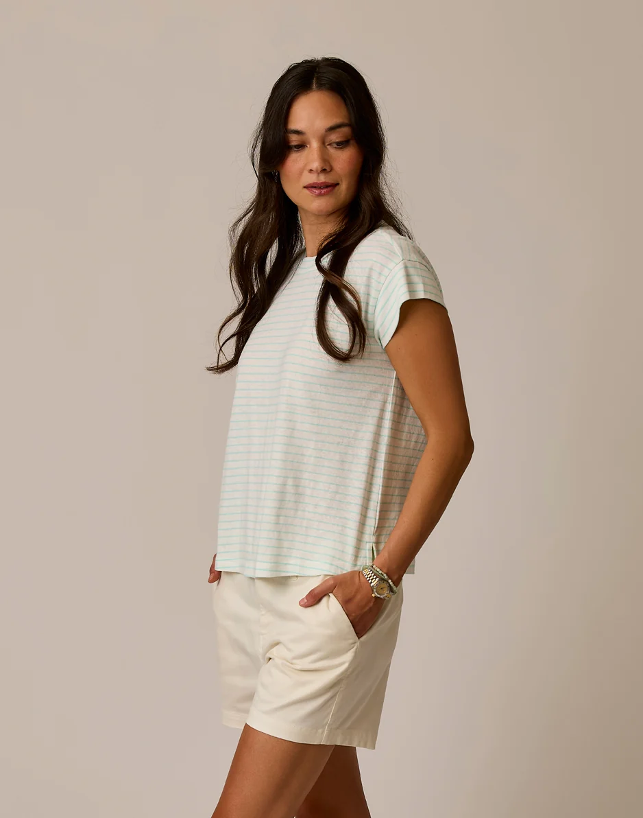Astrid Hemp Tee: Lt. Aqua Stripe - Image 3
