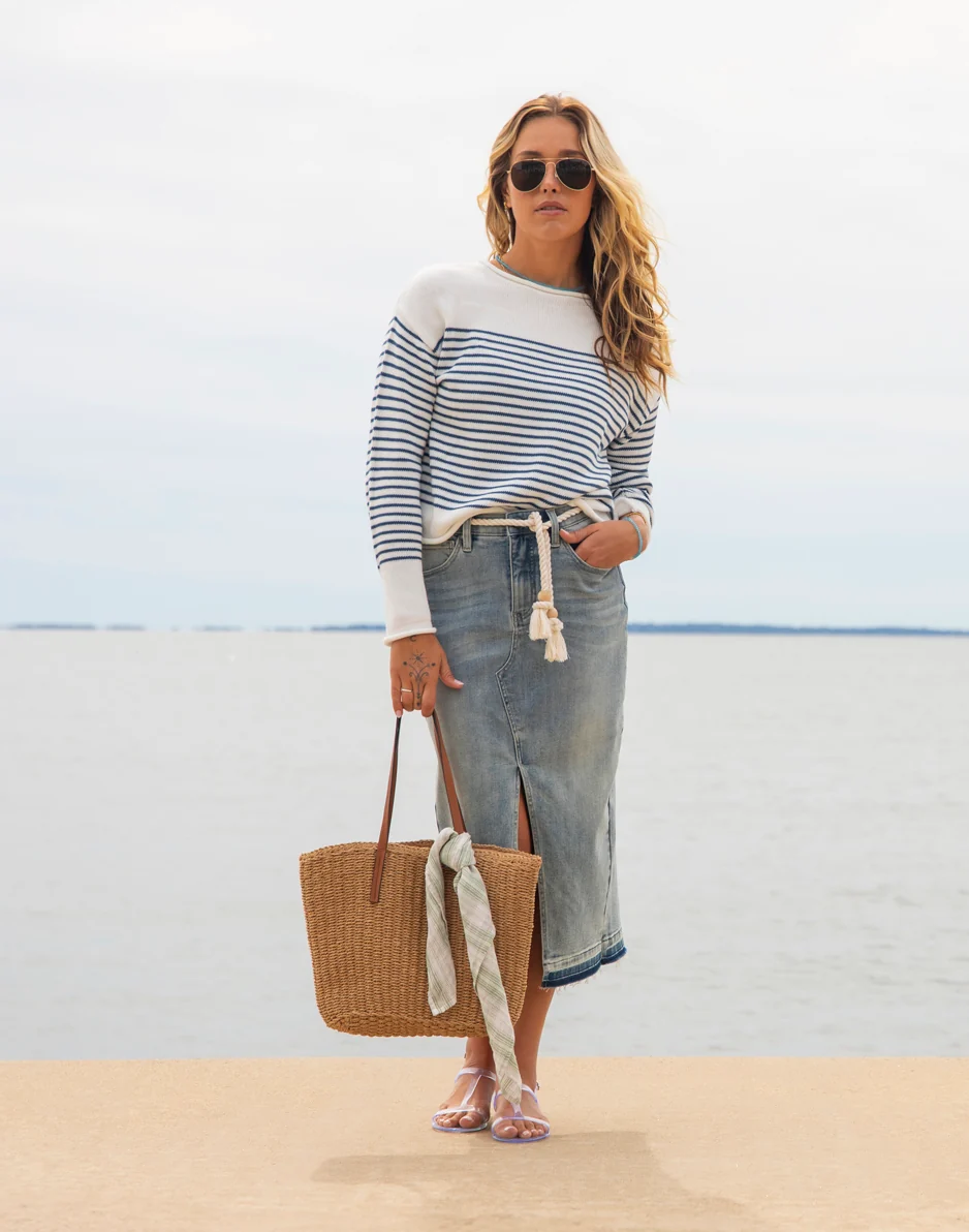 Atlas Denim Skirt: Beach Blue - Image 2
