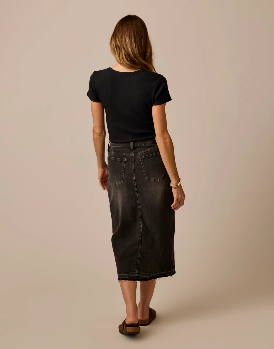Atlas Denim Skirt: Washed Black - Image 2