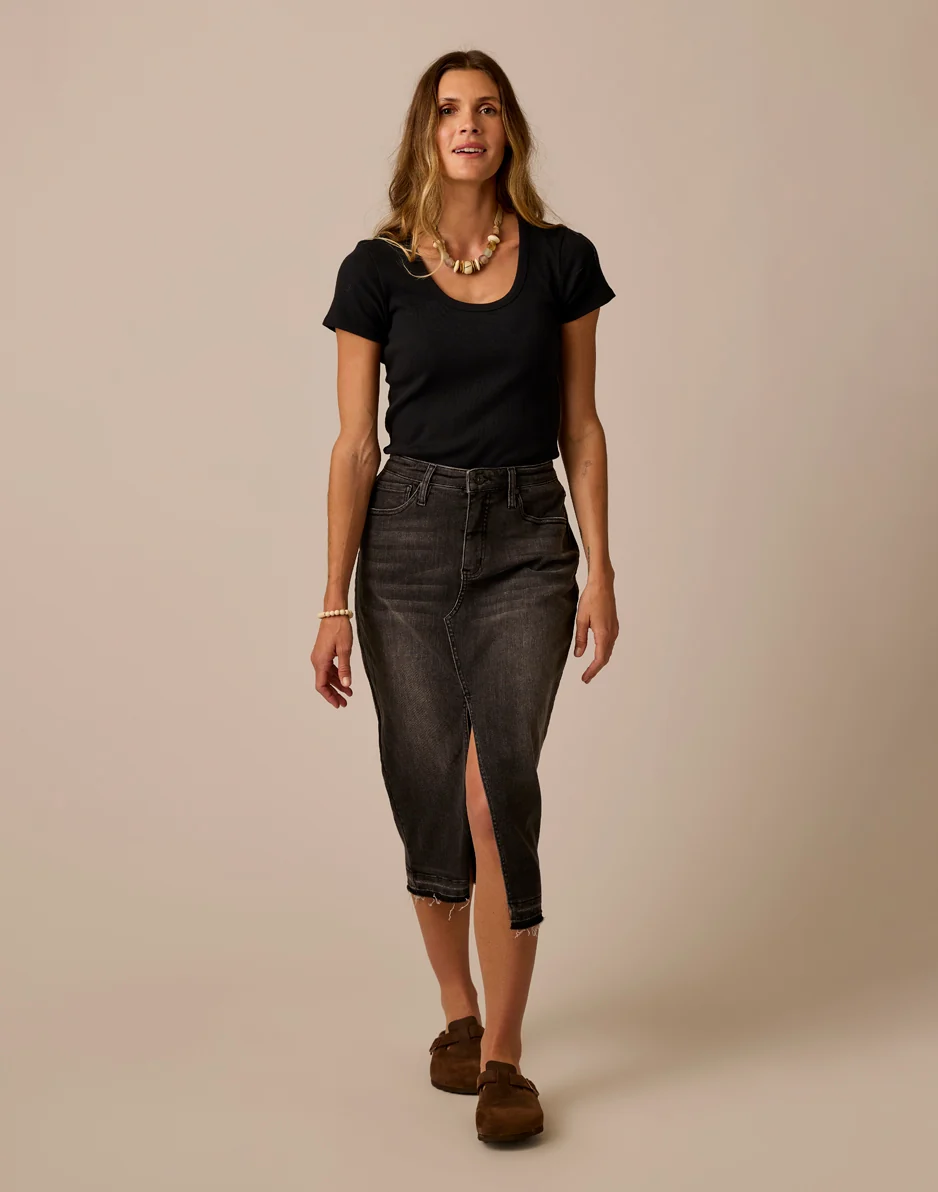Atlas Denim Skirt: Washed Black - Image 3