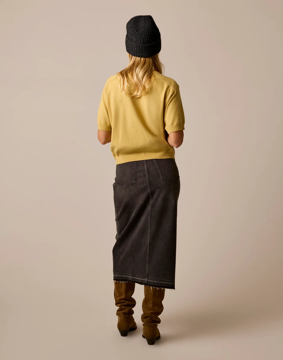 Atlas Denim Skirt: Washed Black - Image 7