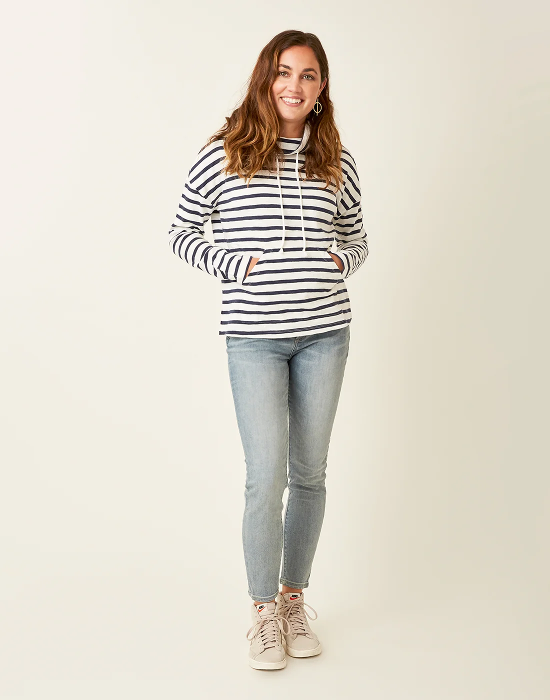 Bodie Funnel Neck: Cloud Navy Mali Stripe - FINAL SALE - Image 3