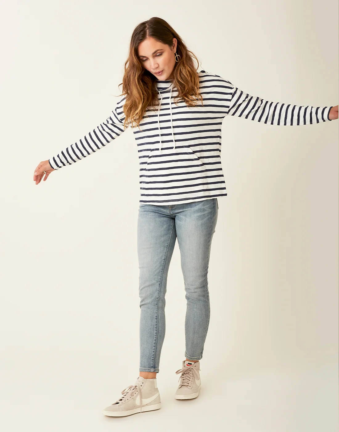 Bodie Funnel Neck: Cloud Navy Mali Stripe - FINAL SALE - Image 4