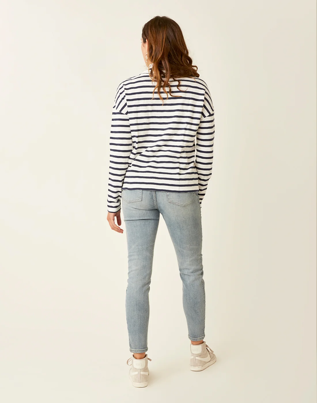Bodie Funnel Neck: Cloud Navy Mali Stripe - FINAL SALE - Image 6