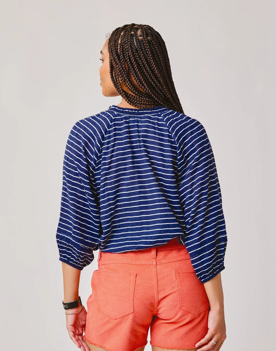 Camryn Top: Navy Harris Stripe - Image 3