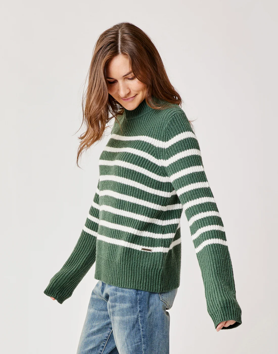 Cayden Crew Sweater: Cilantro Stripe - Image 3