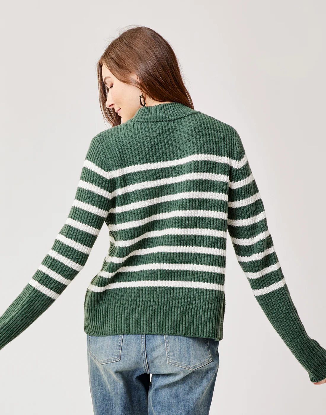 Cayden Crew Sweater: Cilantro Stripe - Image 4