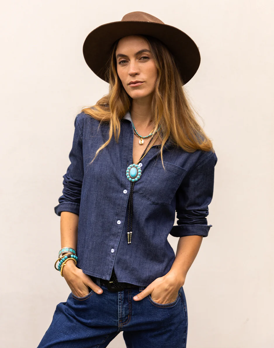 Claire Twill Shirt: Dark Indigo