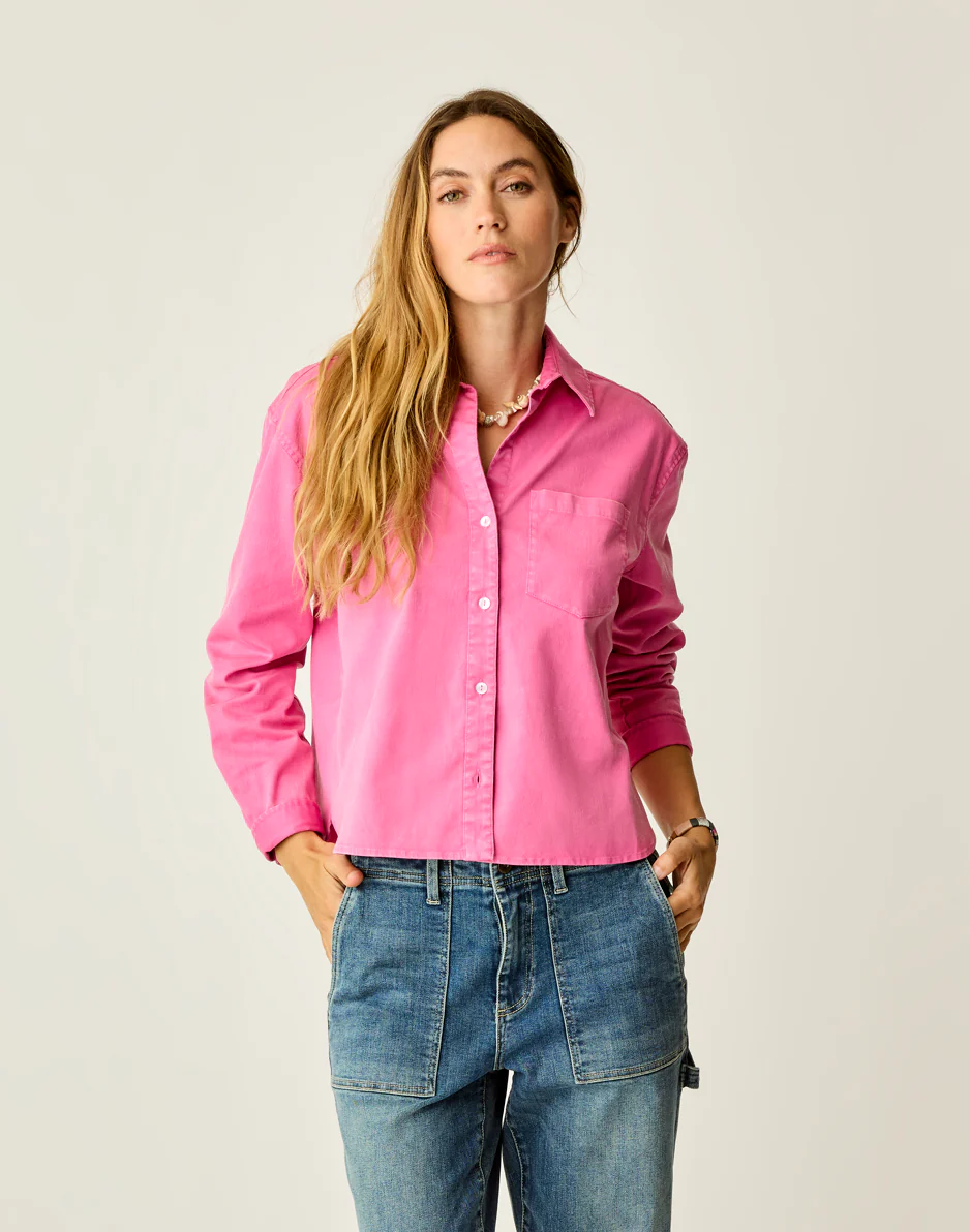 Claire Twill Shirt: Hot Pink