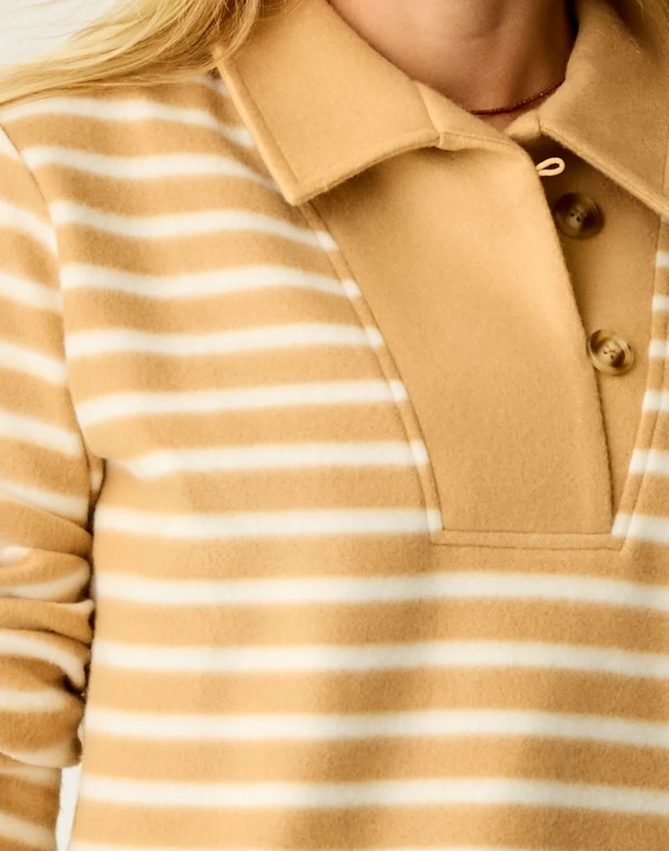 Clara Fleece Pullover: Camel Even Stripe - Image 4