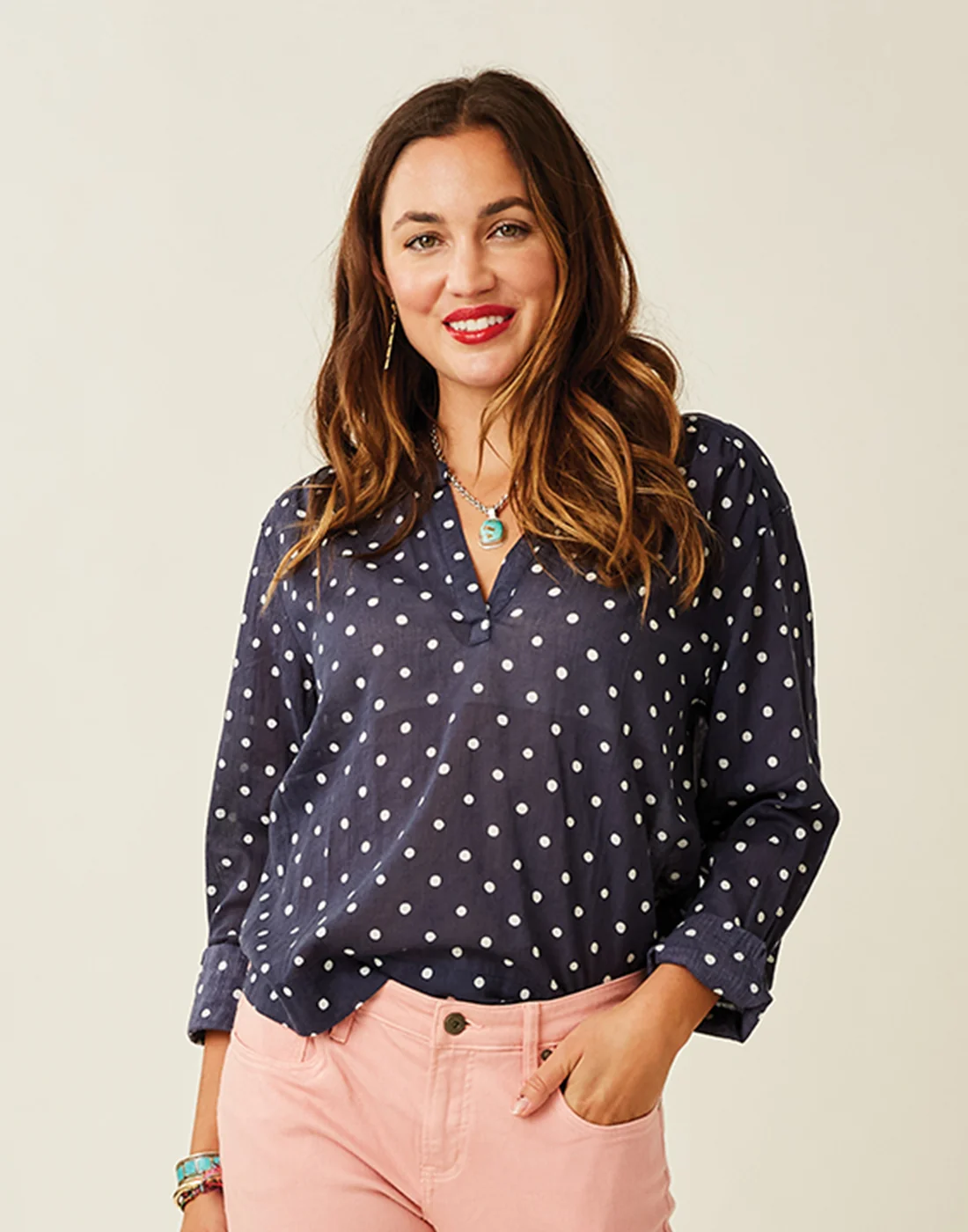 Davis Top: Navy Polka Dot - FINAL SALE - Image 4