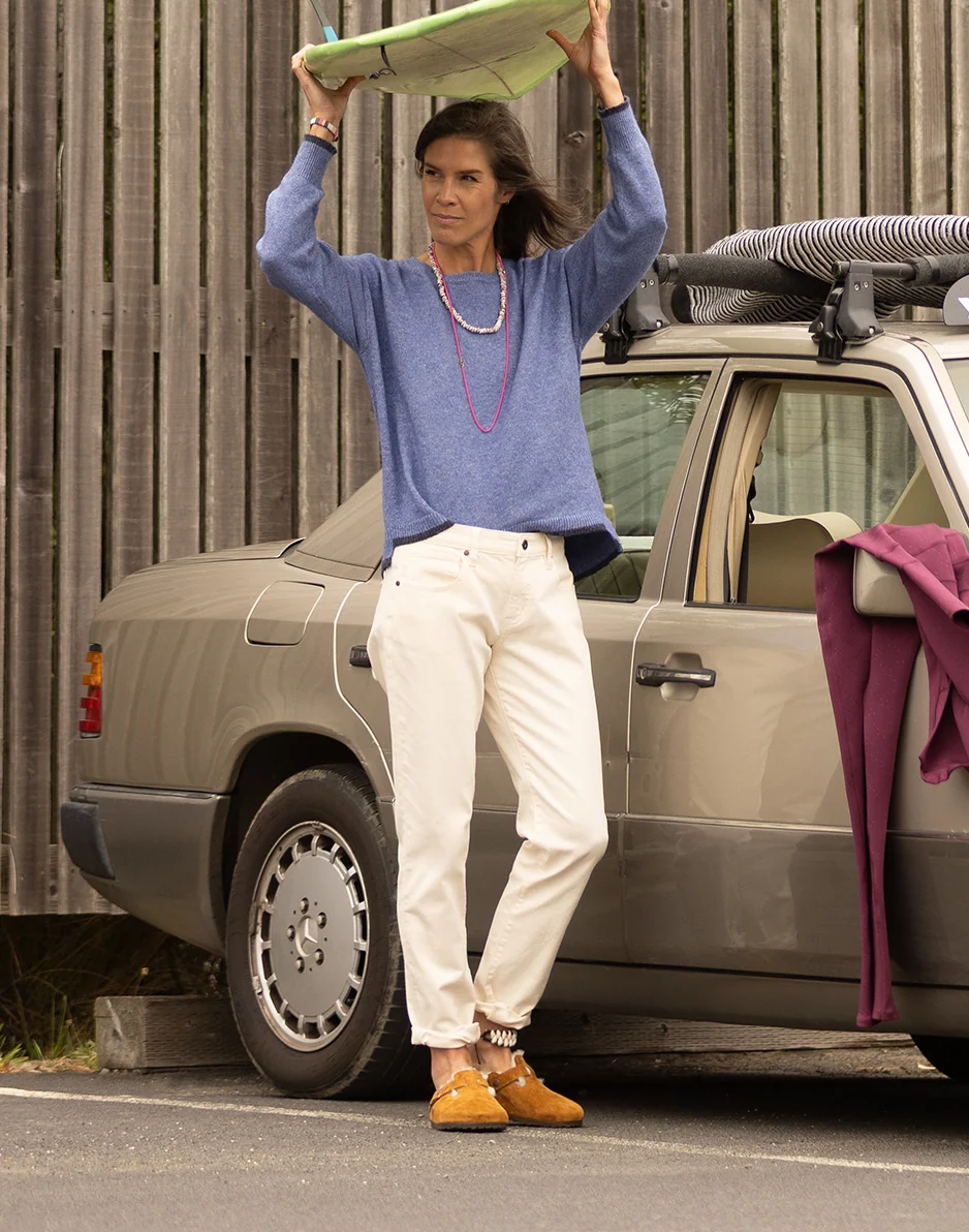 Drue Fuzzy Sweater: Capri Blue w. Dark Capri - Image 5