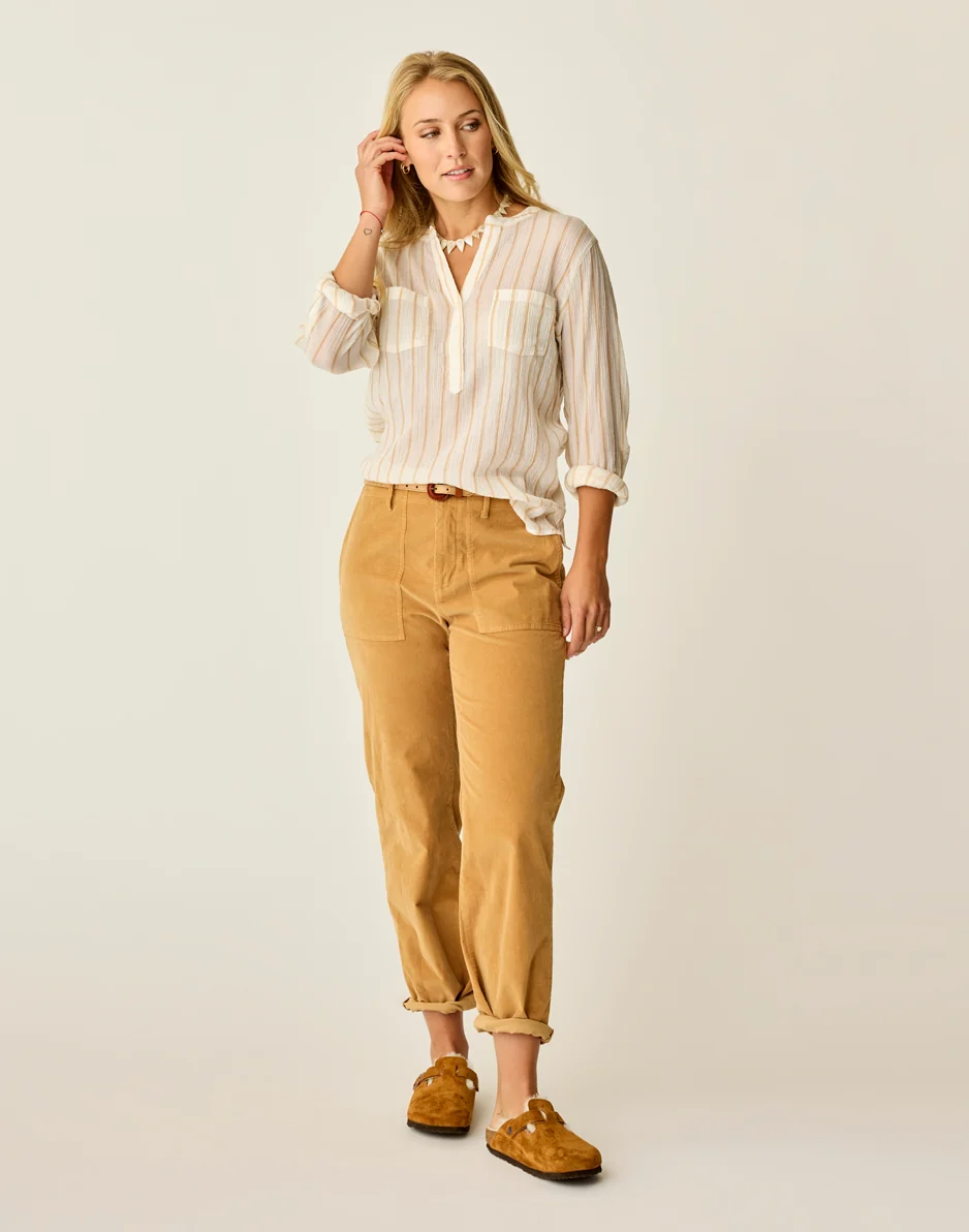 Dylan Gauze Shirt: Camel Stripe - Image 5