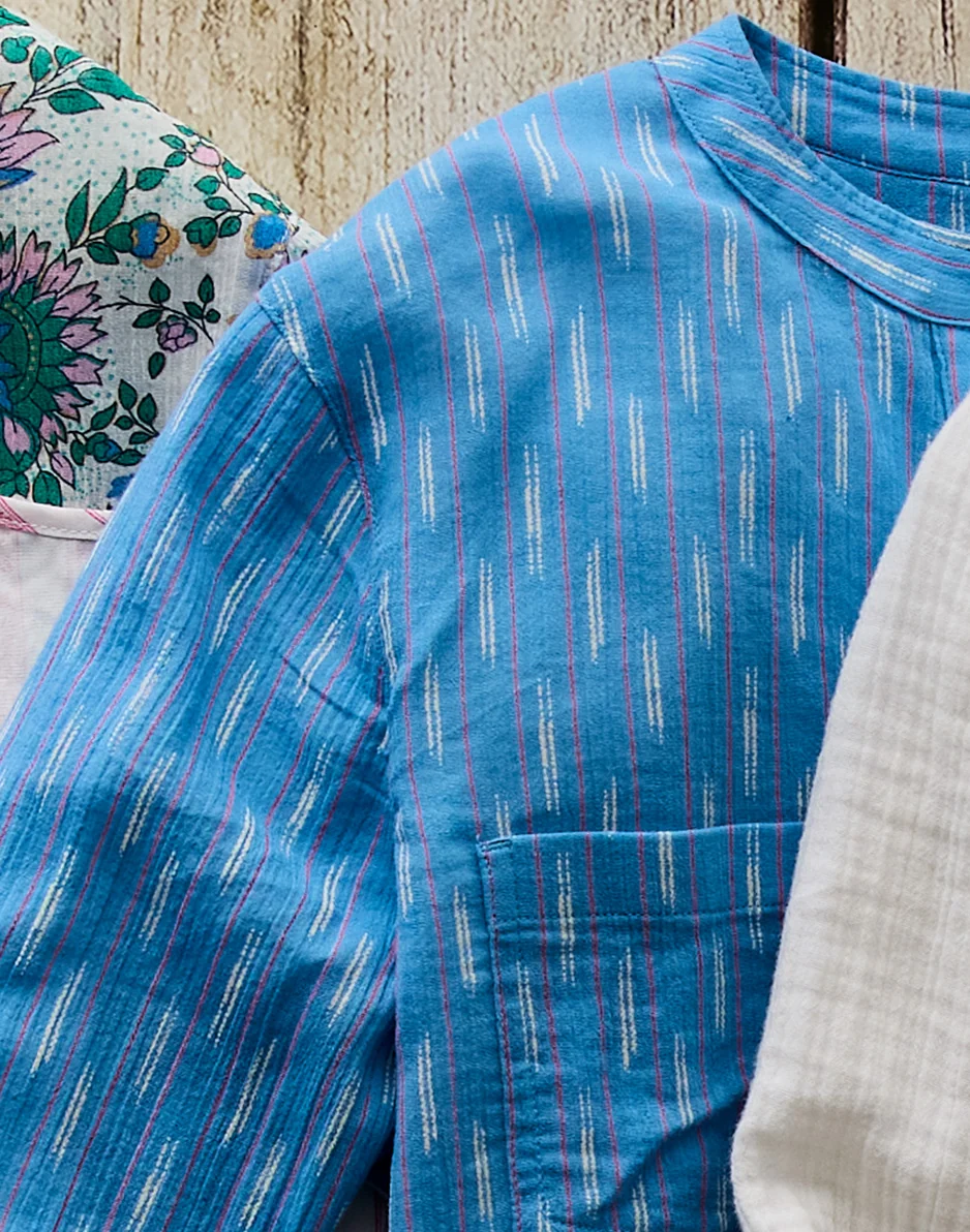 Dylan Gauze Shirt: Capri Ikat - Image 4