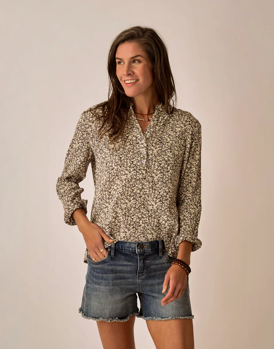 Dylan Gauze Shirt: Coffee Ditsey - Image 2