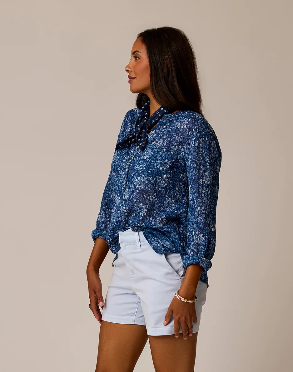 Dylan Gauze Shirt: Indigo Floral - Image 4