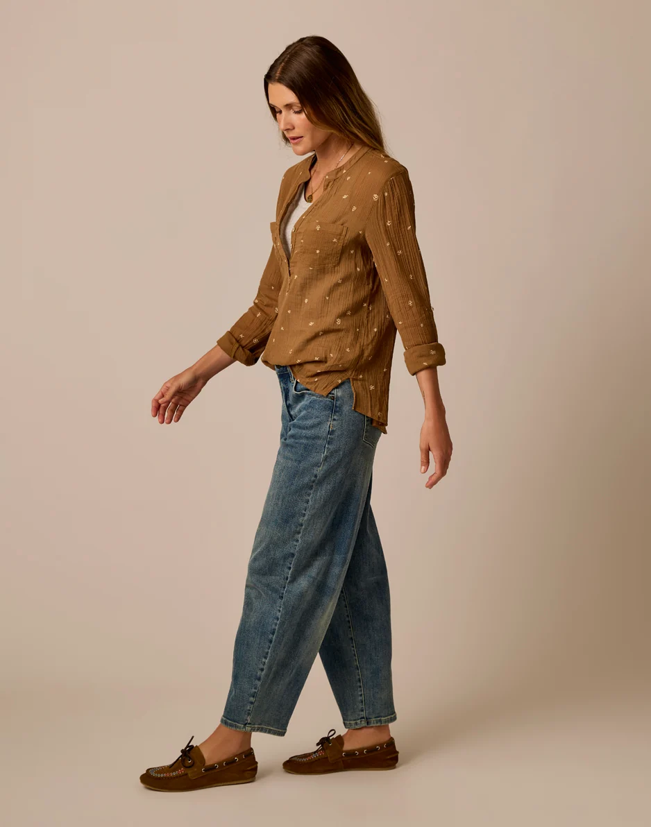 Dylan Gauze Shirt: Walnut Birdsong - Image 5