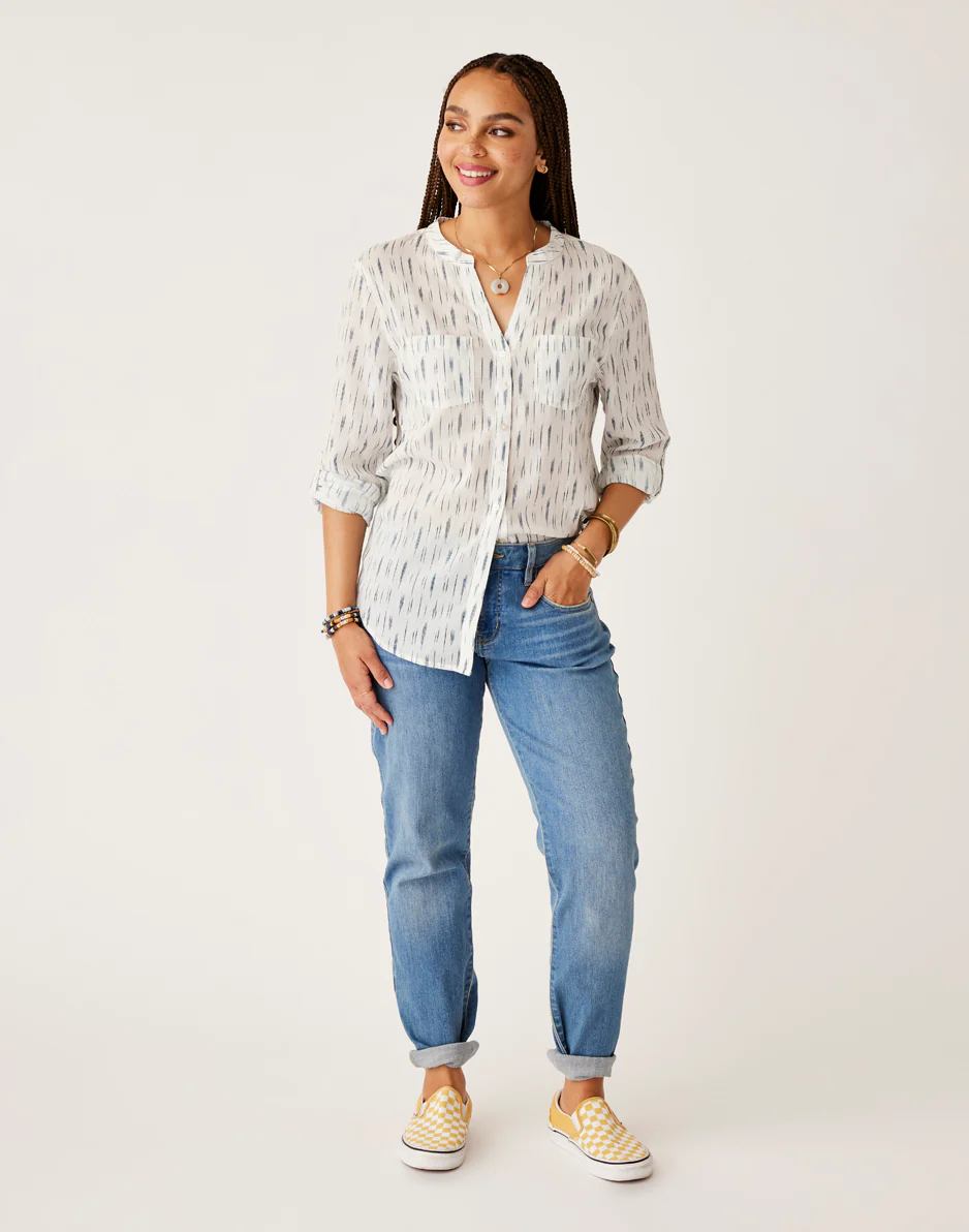 Dylan Gauze Tunic: Azul Ikat - FINAL SALE - Image 3