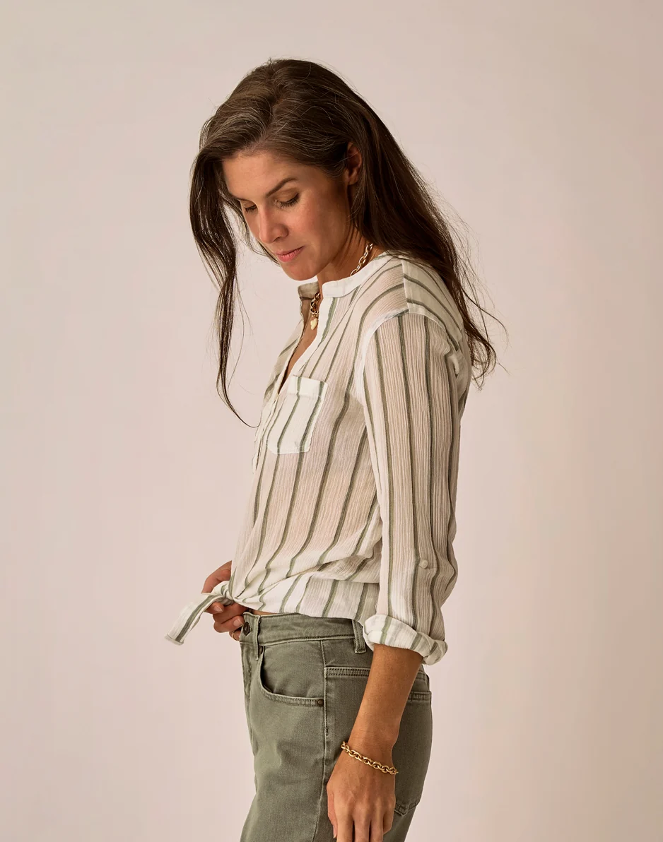 Dylan Gauze Tunic: Fatigue Stripe - Image 5