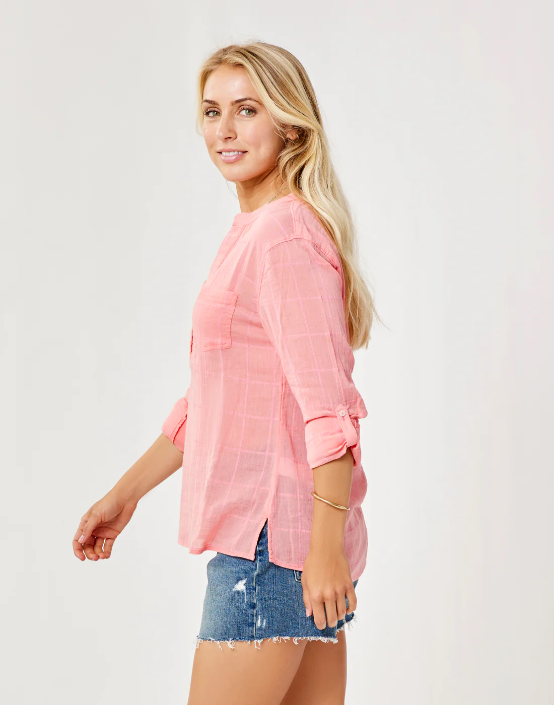 Dylan Textured Shirt: Grapefruit - FINAL SALE - Image 2