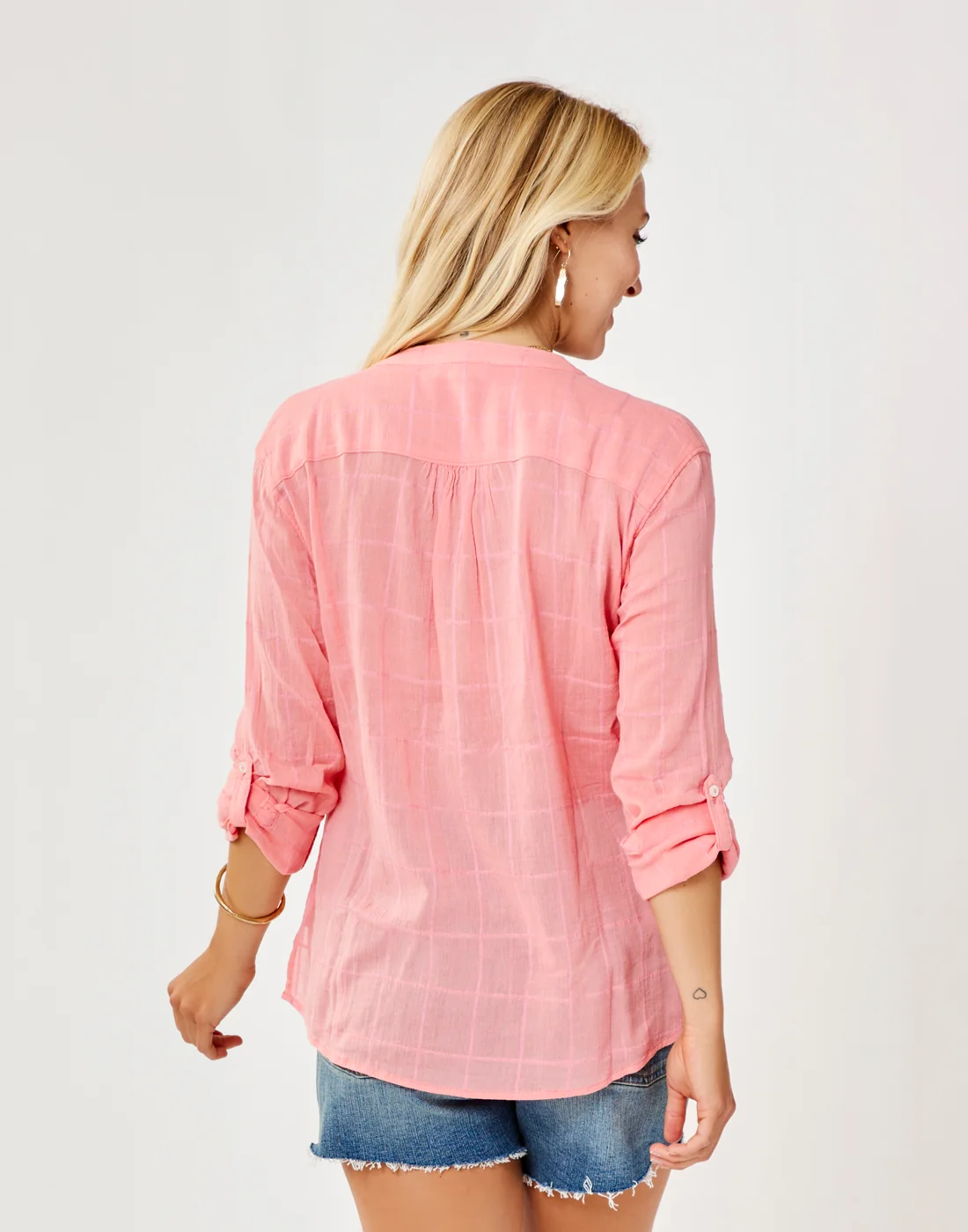 Dylan Textured Shirt: Grapefruit - FINAL SALE - Image 3