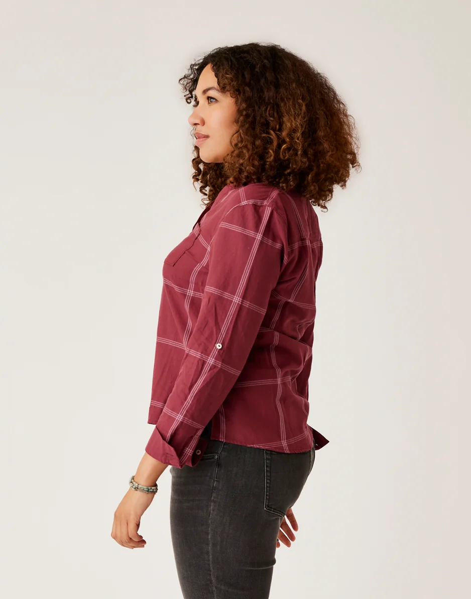 Dylan Twill Shirt: Brick Windowpane - Image 3
