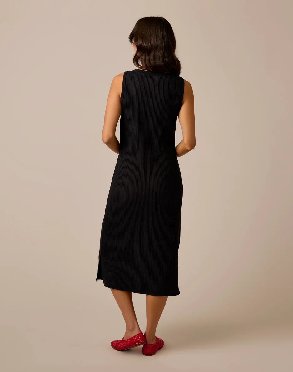 Elodie Rib Dress: Black - Image 5