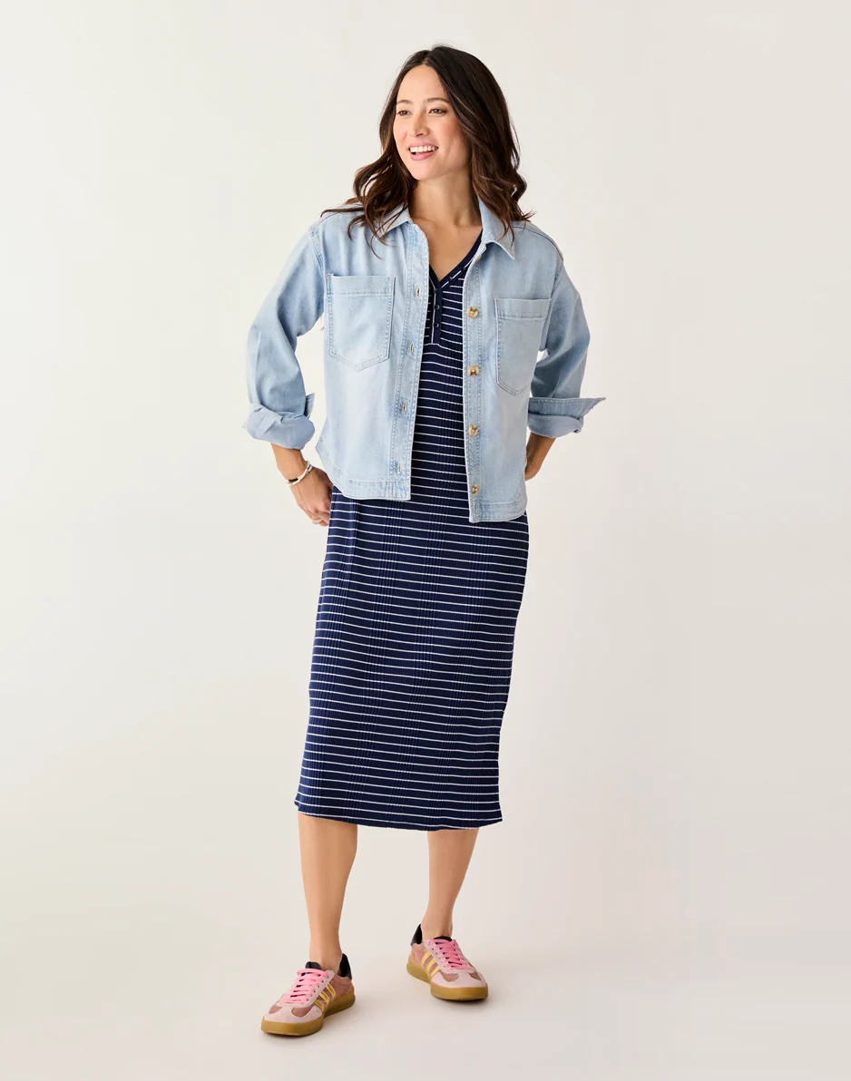 Elodie Rib Dress: Blue Stripe - FINAL SALE