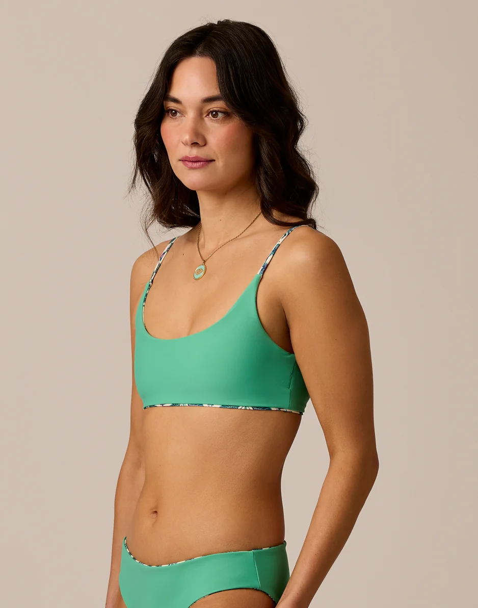 Escondido Compression Reversible Top: Folk Floral/Grass - Image 4