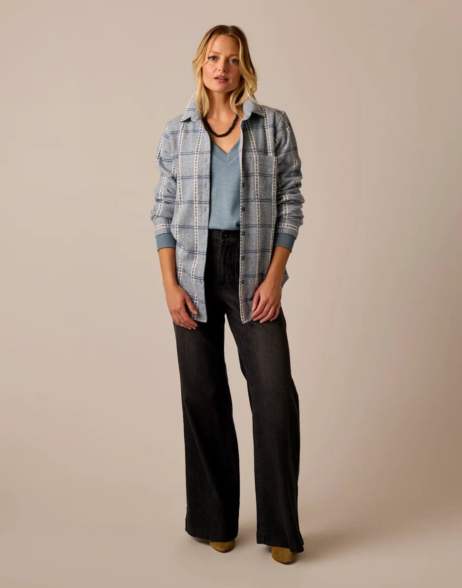Fairbanks Supersoft Shirt: Blue Mirage Dobby Plaid - Image 3
