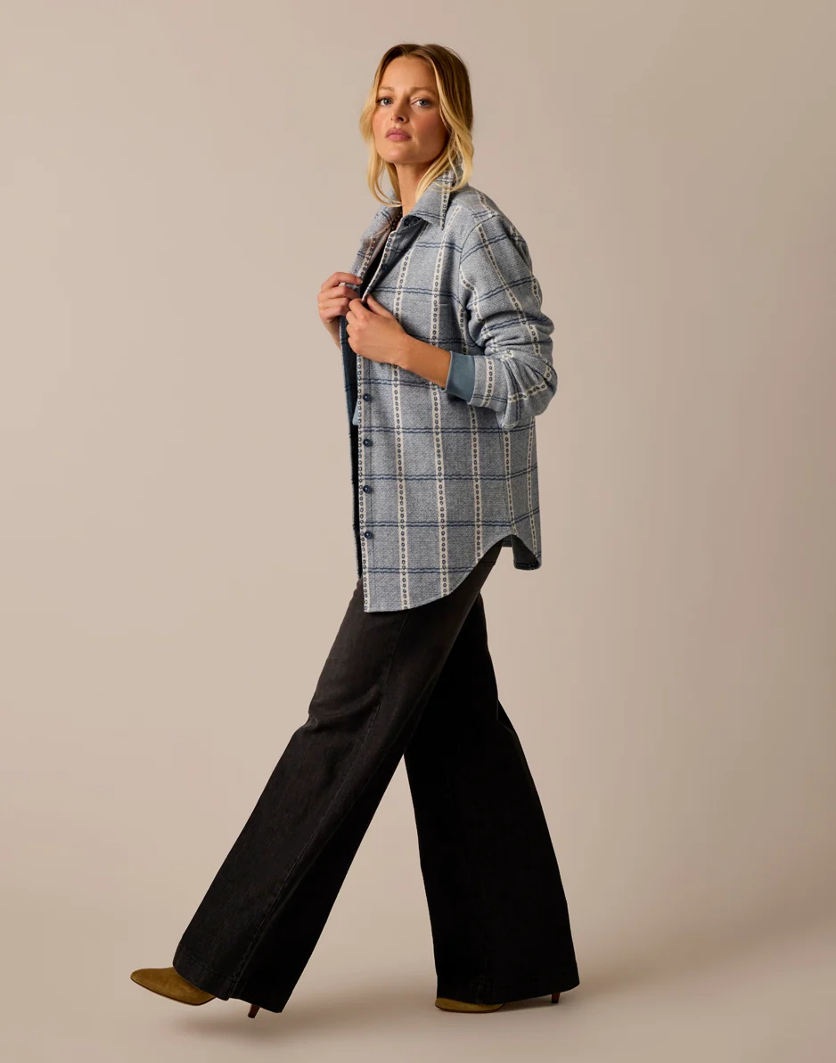 Fairbanks Supersoft Shirt: Blue Mirage Dobby Plaid - Image 4