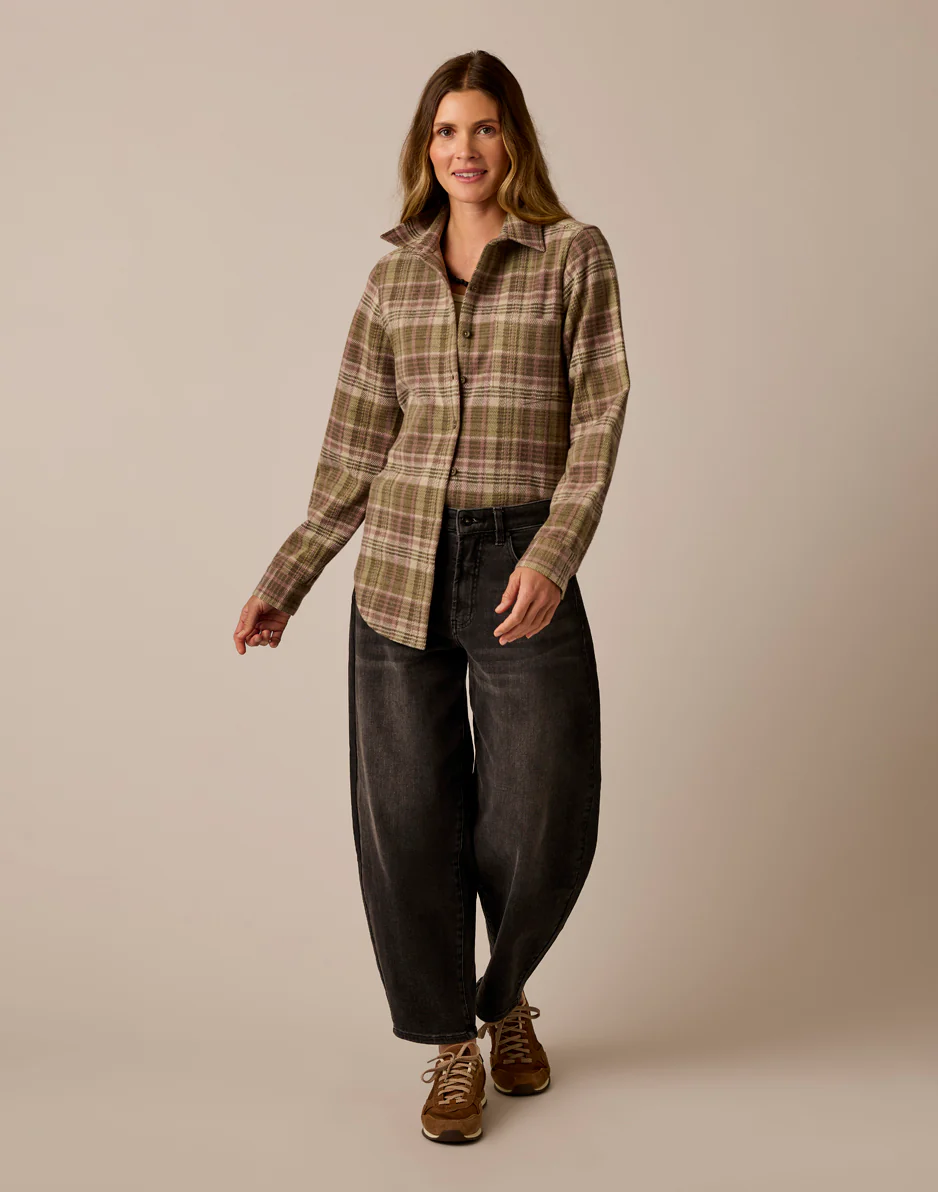 Fairbanks Supersoft Shirt: Dark Olive Plaid