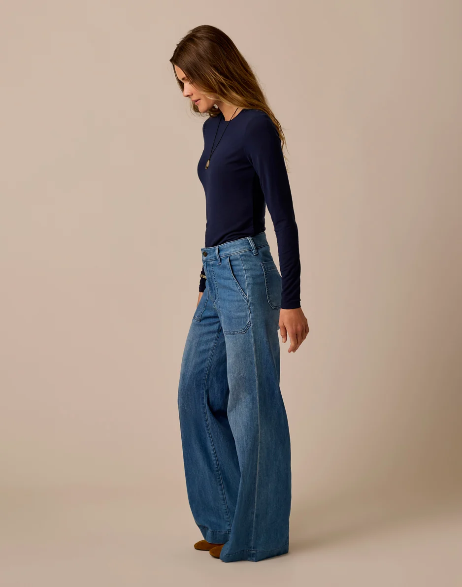 Farrah Lightweight Denim Wide Leg: Magnolia - Image 10