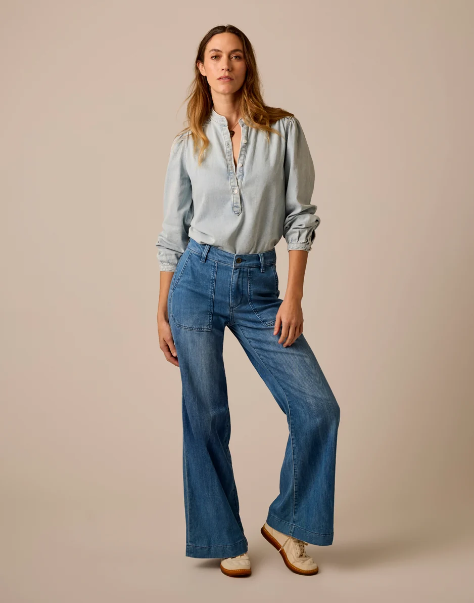 Farrah Lightweight Denim Wide Leg: Magnolia - Image 6