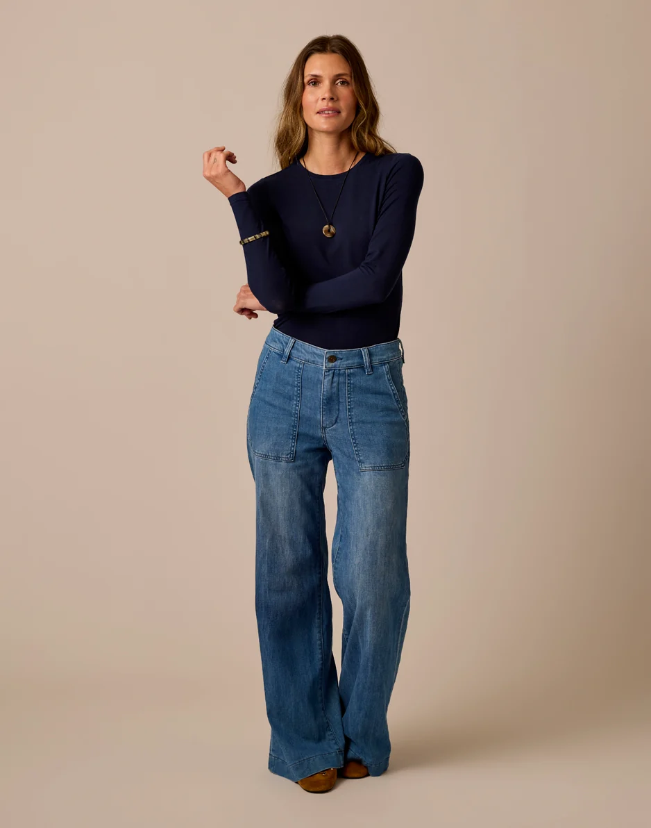 Farrah Lightweight Denim Wide Leg: Magnolia - Image 9