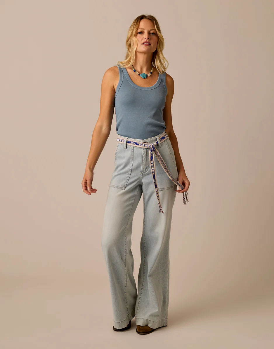 Farrah Lightweight Denim Wide Leg: Savannah - Image 5