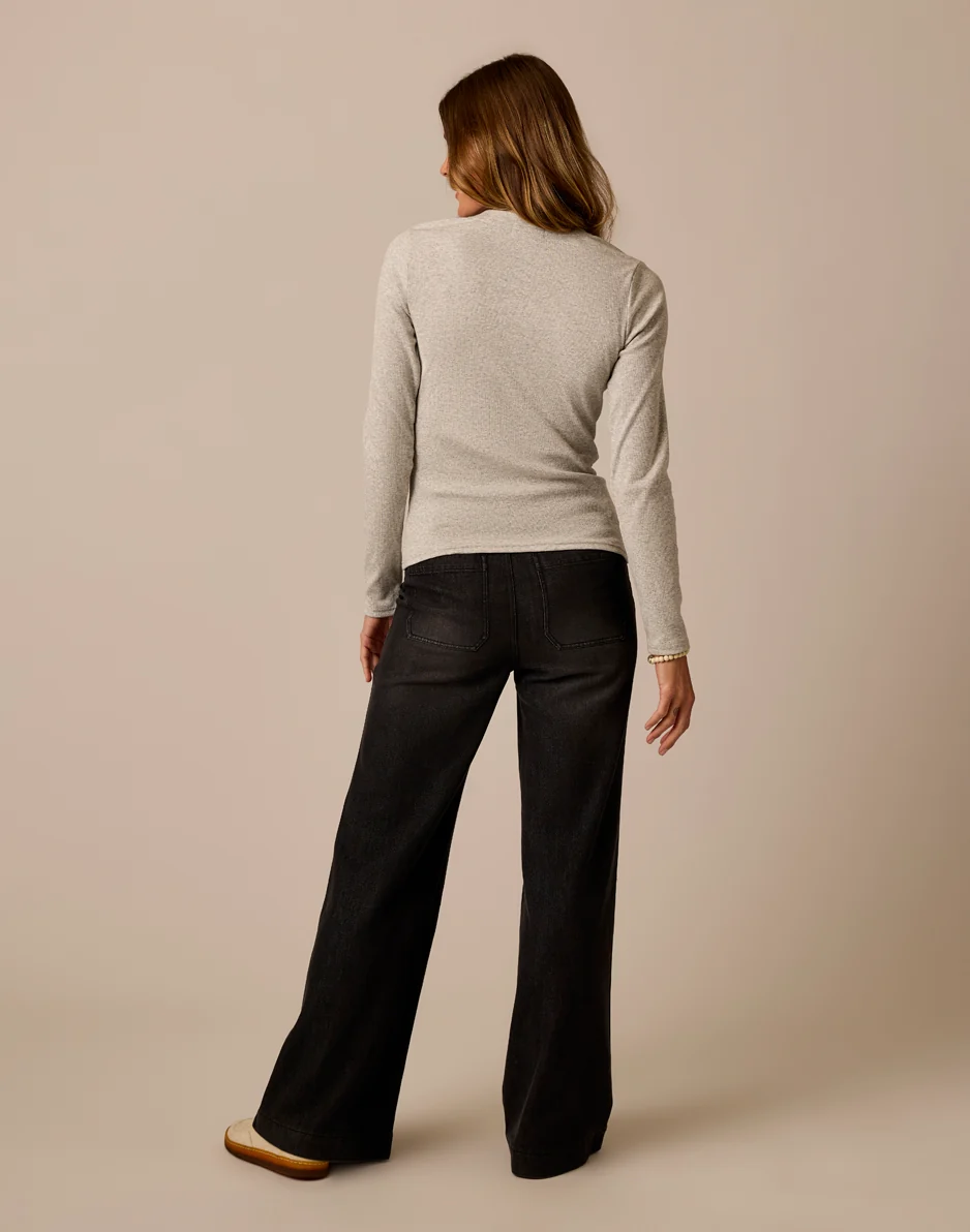 Farrah Lightweight Denim Wide Leg: Washed Black - Image 13