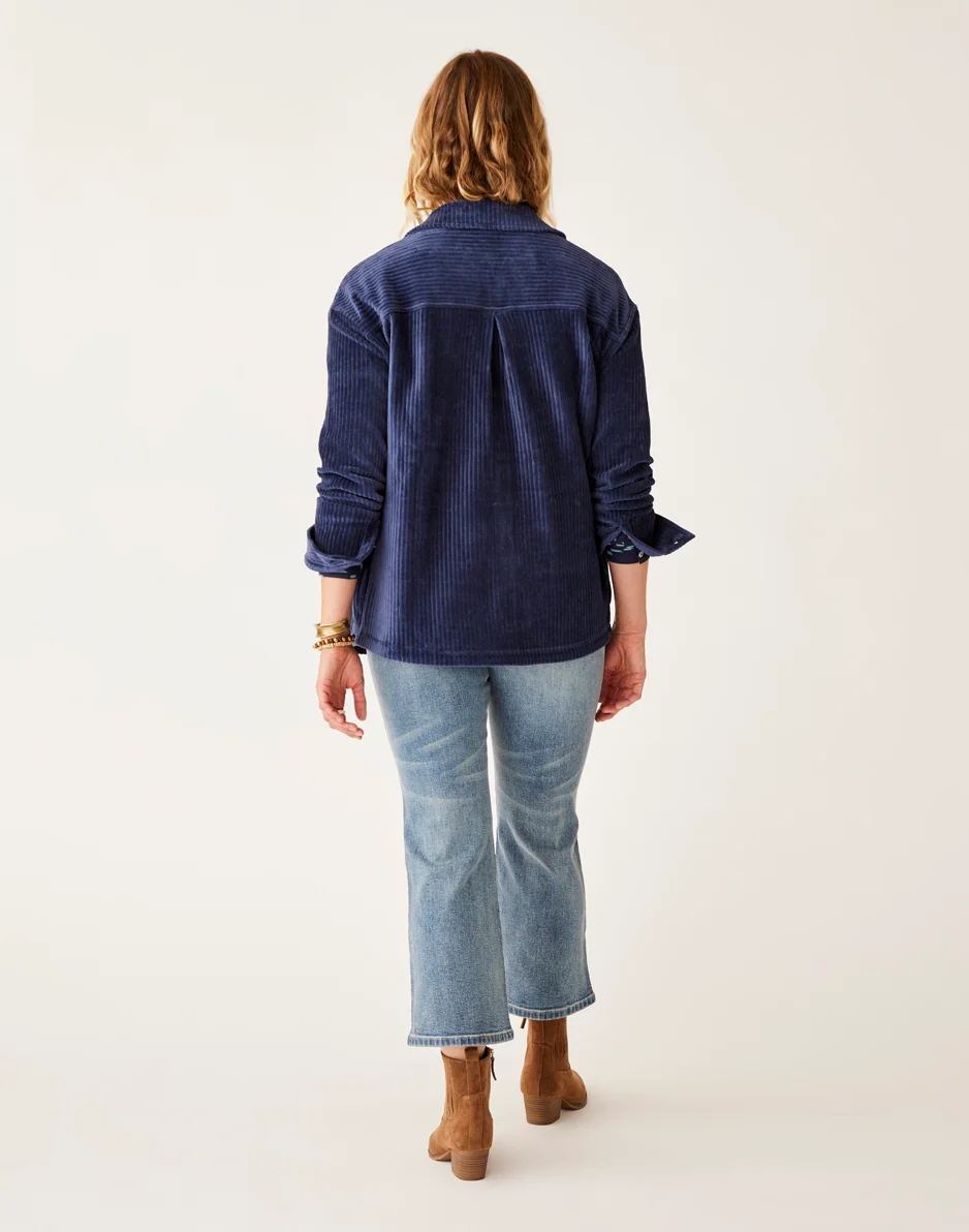 Hudson Stretch Cord Shacket: Navy - Image 4