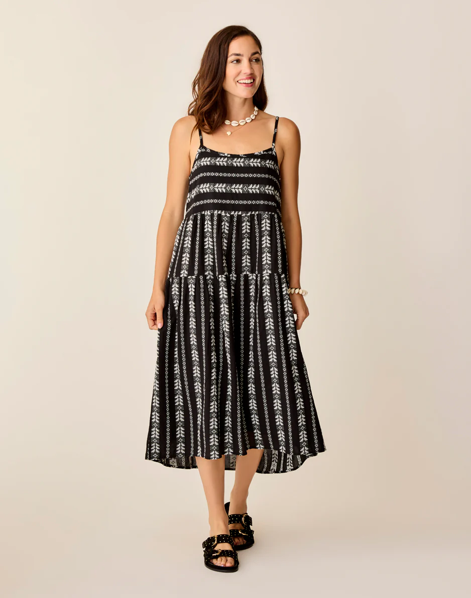Jacey Textured Dress: Black Embroidered - FINAL SALE - Image 6