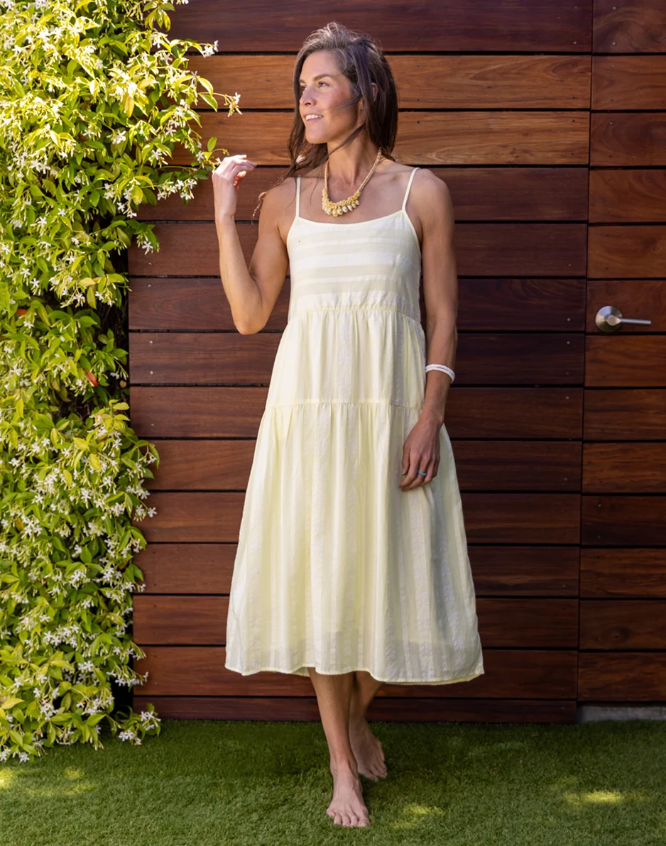 Jacey Textured Dress: Limeade Embroidered - FINAL SALE - Image 4