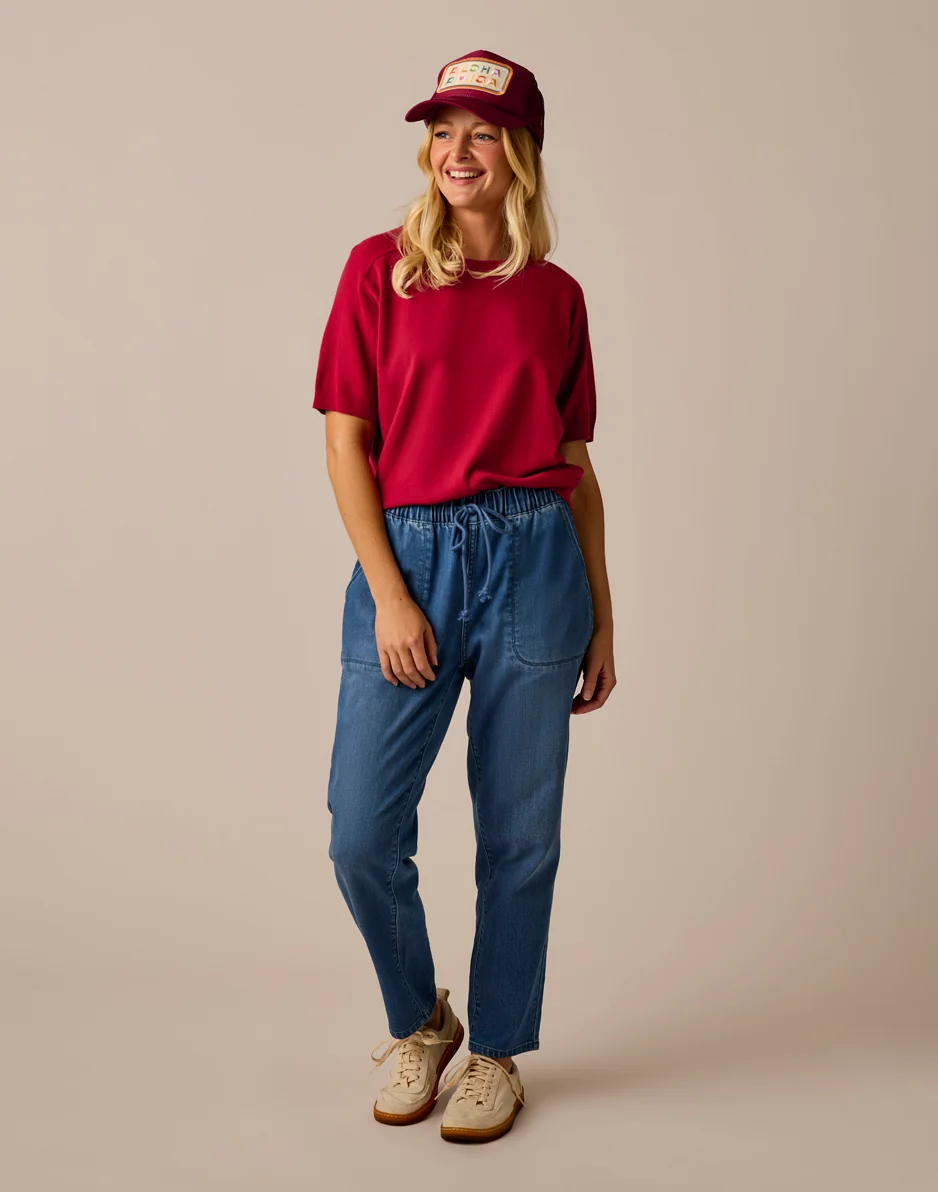 Josie Sweater Tee: Crimson - Image 3