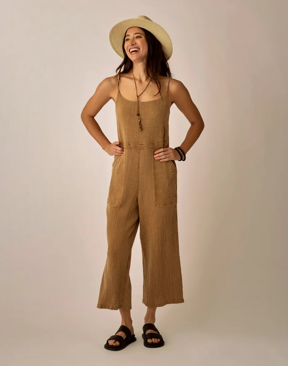 Knox Gauze Jumpsuit: Golden - Image 2