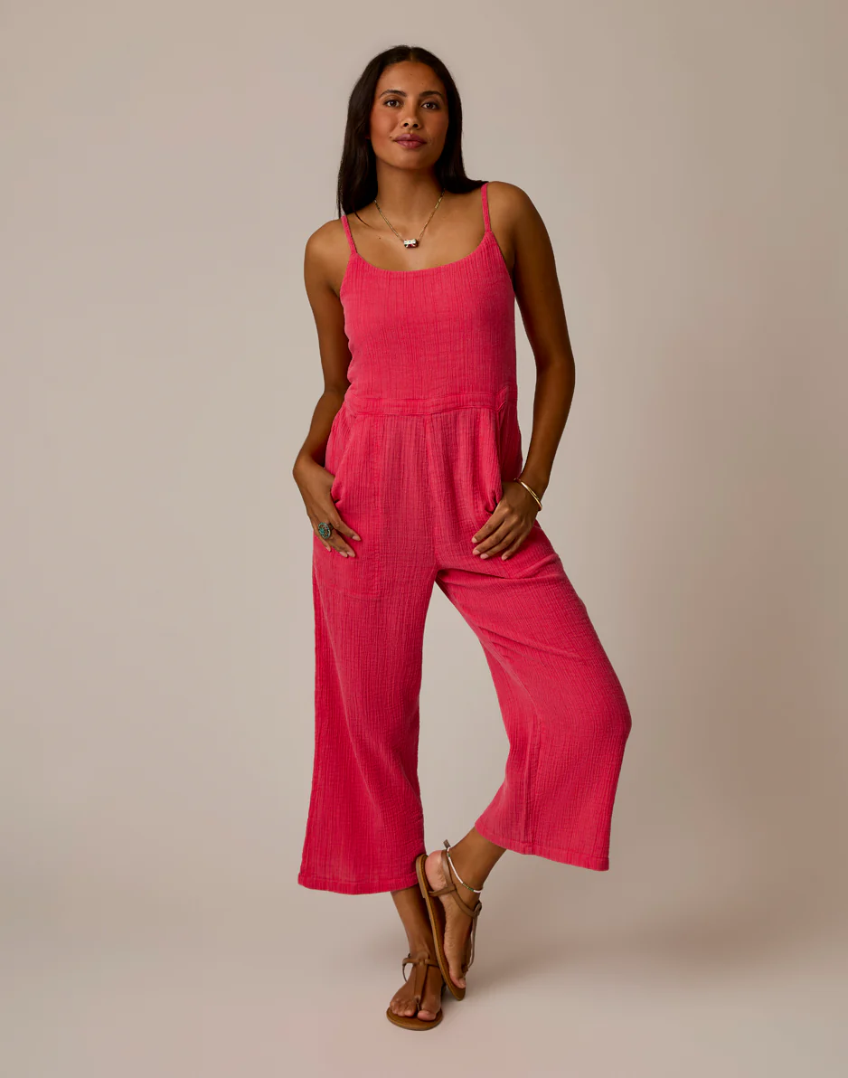 Knox Gauze Jumpsuit: Watermelon
